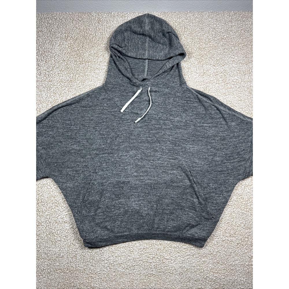 Prana Organic Cropped Hoodie Pullover Women's L Gray Heather